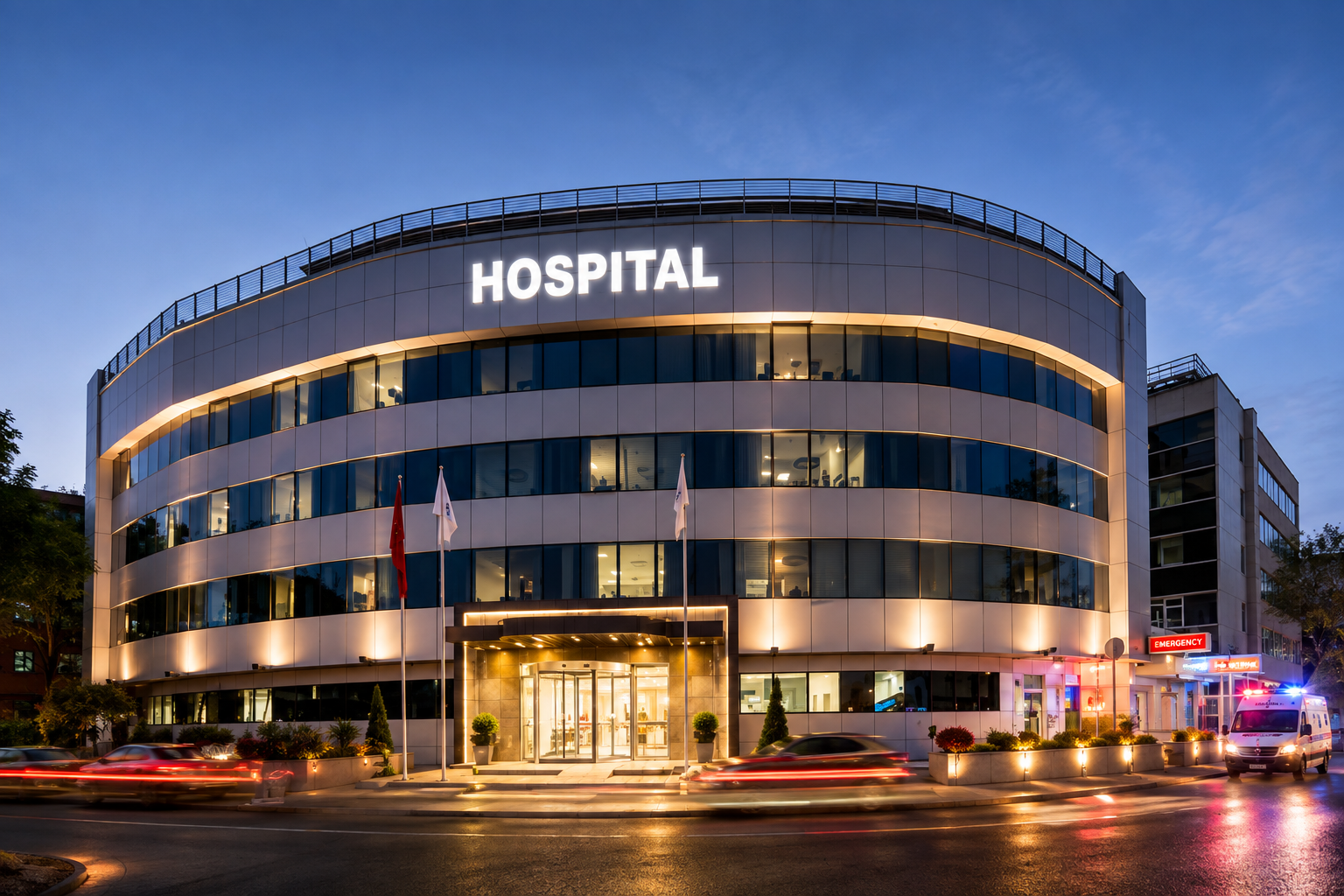 Modern hospital and diagnostic labs