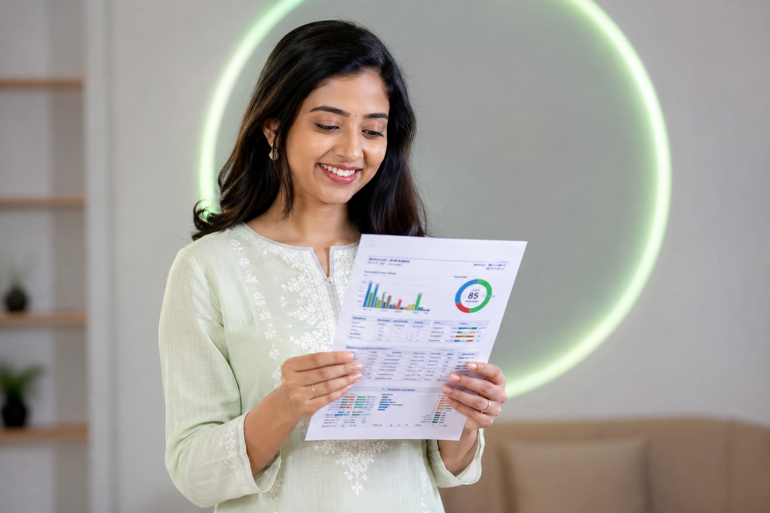 Patient reading smart lab report